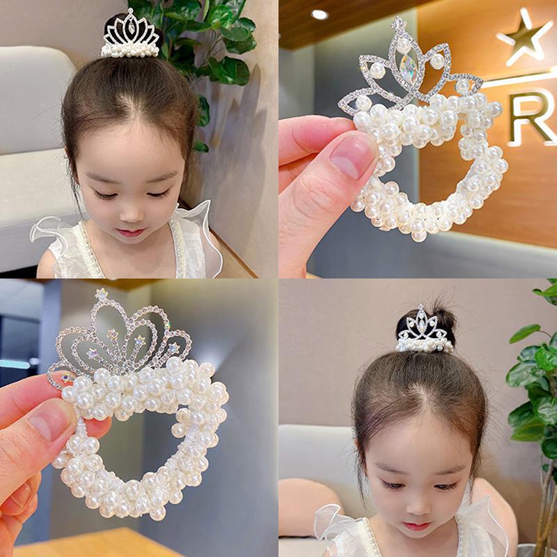 Vương Miện cài tóc cho trẻ em, Dây Buộc Tóc Công Chúa, Phong Cách Hàn Quốc, Hoa Mới, Thích hợp cho các bé gái, Phụ kiện buộc tóc, Dây Cao Su