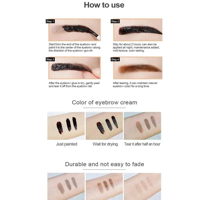 Peel-off Eyebrow Dyeing Gel, 1 Count Waterproof Long Lasting Eyebrow Tinted Gel, Eyebrow Makeup Product for Beginners, Portable Spring Makeup Supplies 8