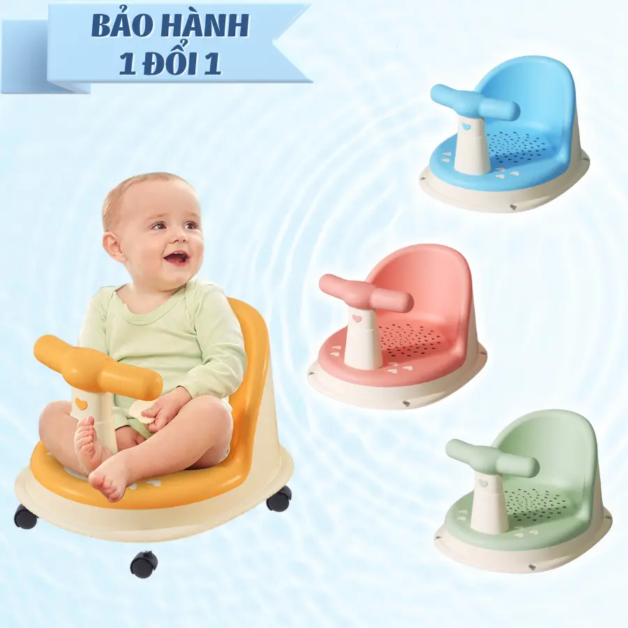Ghế Ngồi Tắm Chống Trượt Cho Bé, Ghế Tập Ngồi Bánh Xe Cho Bé Tiện Lợi