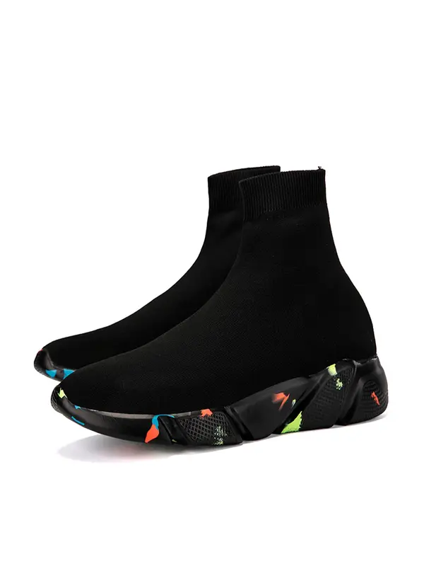 Men's Sporty Slip on Mid Top Sneakers, 2024 New Style Casual Breathable Comfortable Running Shoes, Trendy Sports Shoes for Daily Wear 0
