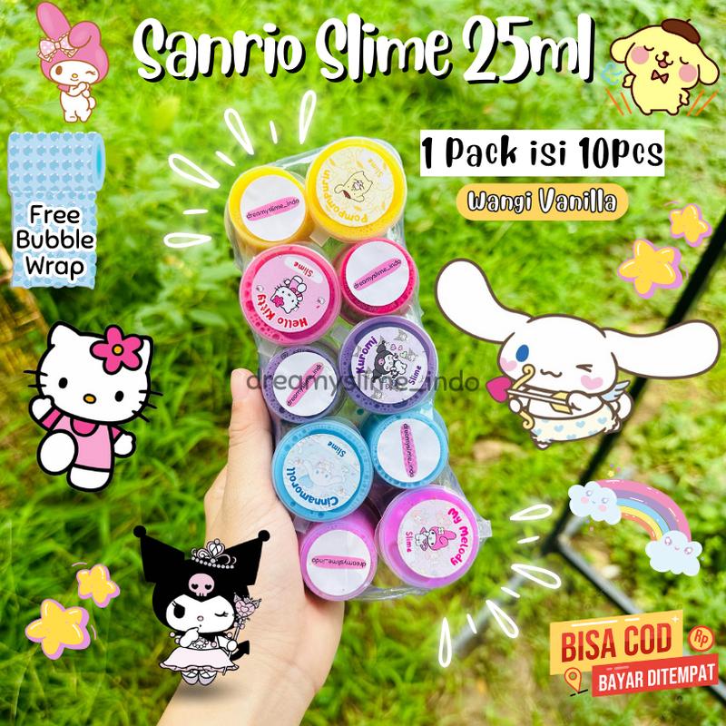 (10 PCS) SLIME SANRIO 25ML MURAH 10BJ/SANRIO SLIME KUROMI CINNAMOROLL MELODY HELLO KITTY POMPOMPURIN Squishy Toys 0