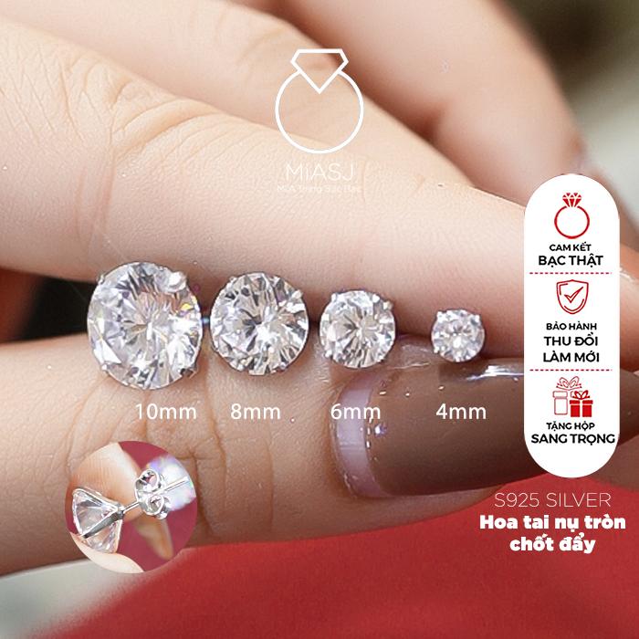 BÔNG TAI HOA TAI ĐÁ NỤ CAO CẤP BẠC Ý CHUẨN S925 CHỐT ĐẨY KHÔNG XI KIM | Mi.A Trang sức bạc