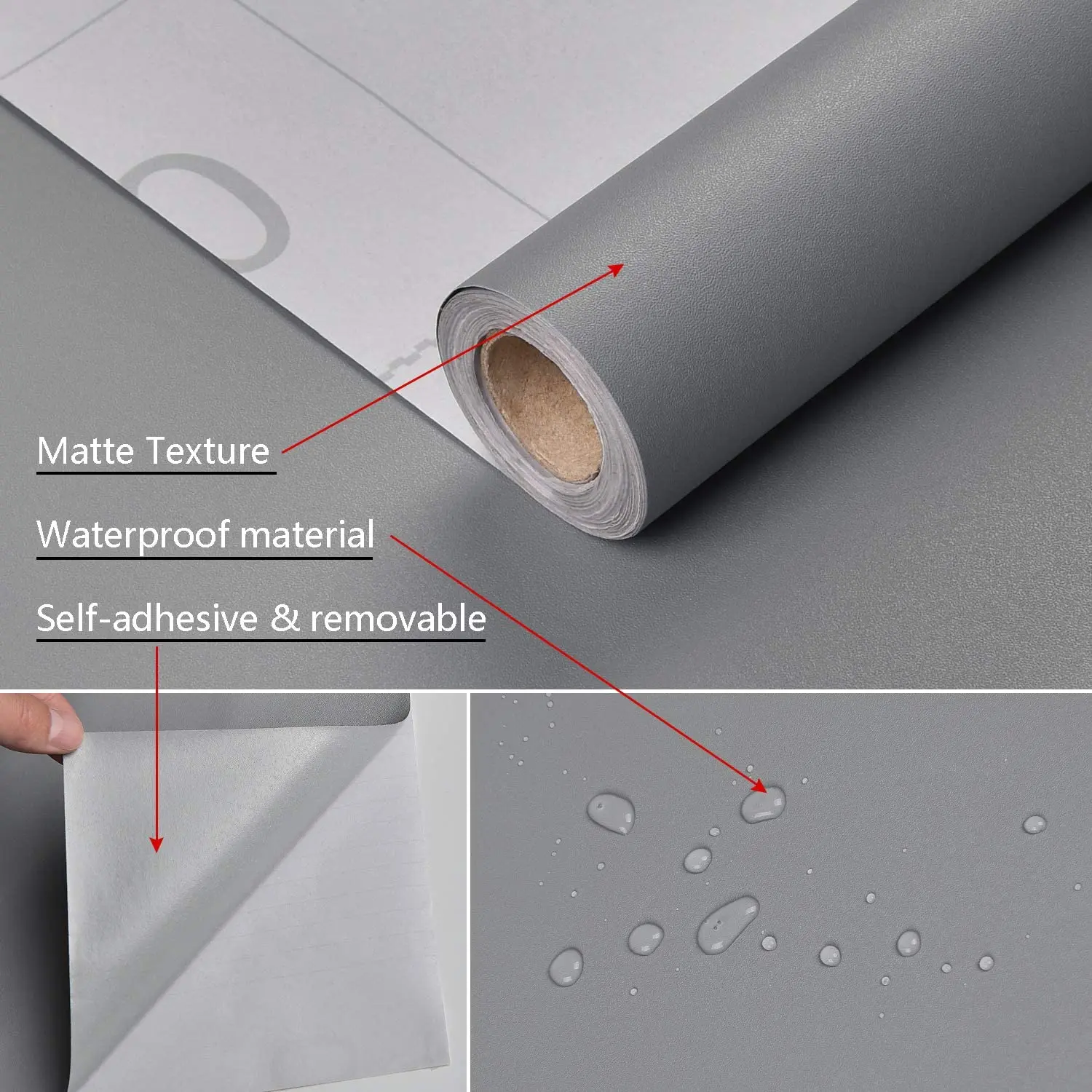 Murah Wallpaper Sticker Dinidng Polos Abu Tua Dark Grey Minimalis Elegan Mewah 10 m