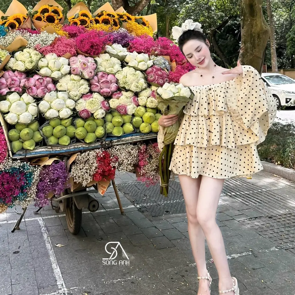 Áo Vay chấm bi tầng chuẩn mẫu mặc sang chảnh cho chị em - Nữ, Women Dress Kim Tuyến