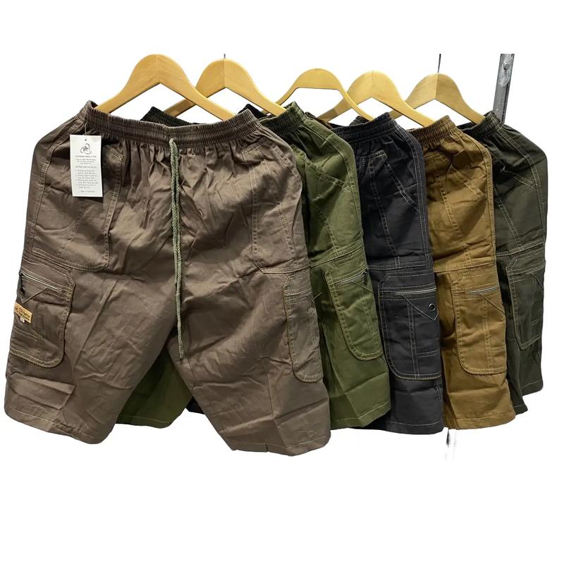 Quần Short Nam Trrung niên Kaki Lụa Túi Hộp Lưng Thun dây rút Co Giãn Form Rộng Trung Niên Từ 50-90kg Menswear Quần Lửng