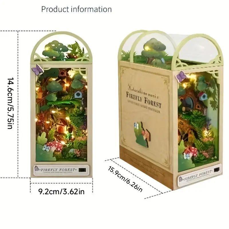 DIY Wooden House Design Toy, 1 Set Creative 3D Book Stand, Novelty Ornament Toy, Bookend Hand-assembled Model Ornaments, Stocking Fillers Gift 1