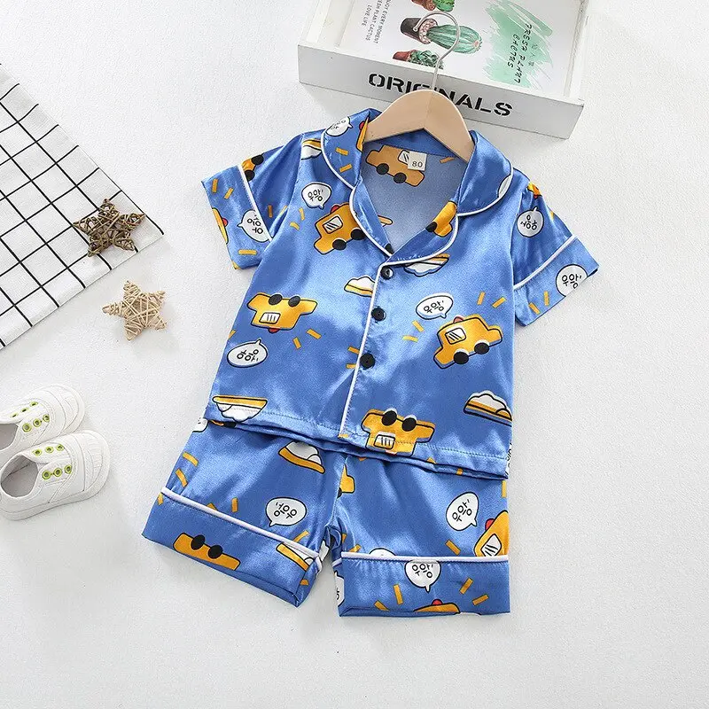 Children's pajamas set baby boy girl casual sleepwear kids cartoon tops + Shorts 2PCs toddler home wear