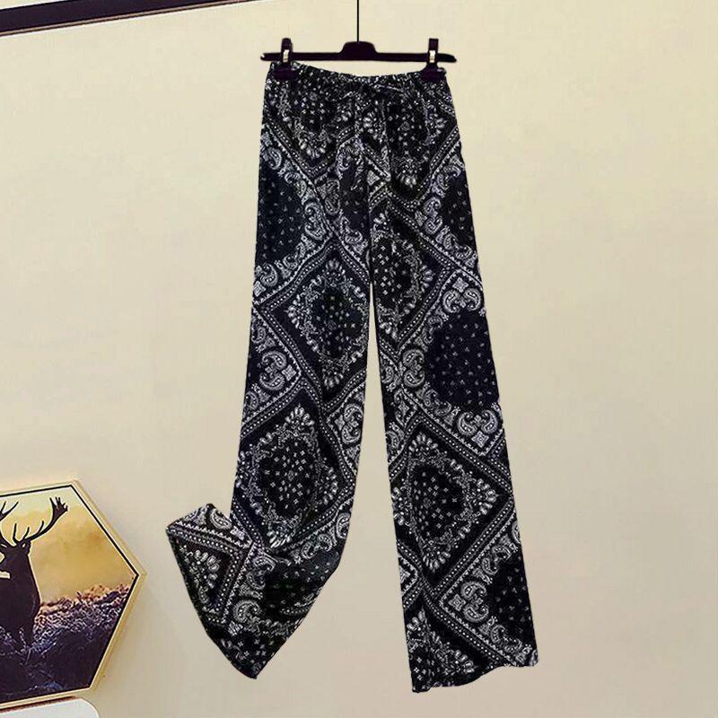 Product Introduction of Hi Mia's Shop | plus Size Women's Clothing Summer Suit Women 2024 New Western Style Youthful-Looking Slim Shirt Small Sling Wide Leg Pants Three-Piece Set 11