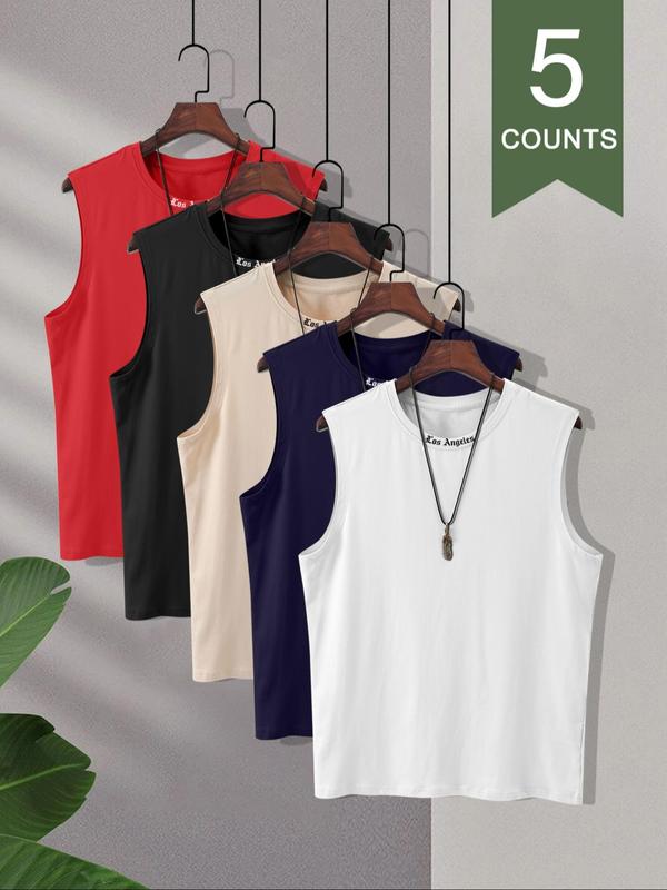 Casual Letter Print Round Neck Sleeveless Tops Casual Letter Print Round Neck Sleeveless Tops