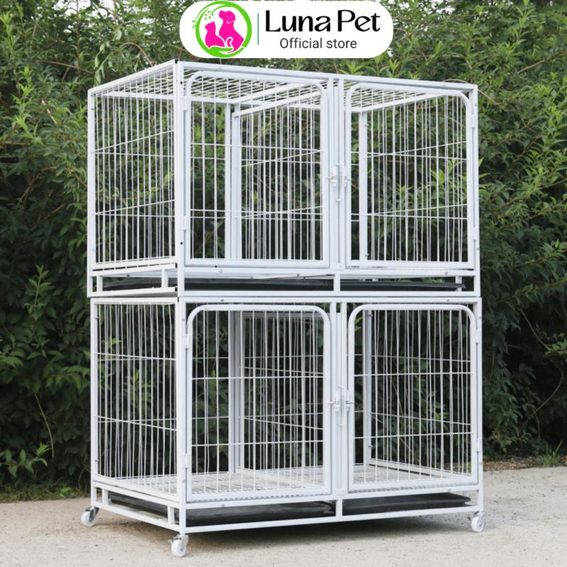  Chuồng lồng nan ống nuôi chó mèo lớn có vách ngăn Luna Pet CN05 kích thước lớn 2m1 có bánh xe 