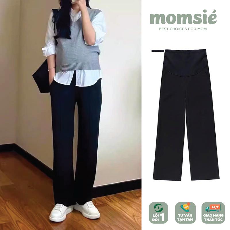 Momsie - Quần Bầu DÁNG SUÔNG Chất Umi Hàn Cao Cấp Co Giãn Thời trang, Mặc Công Sở, Dạo Phố