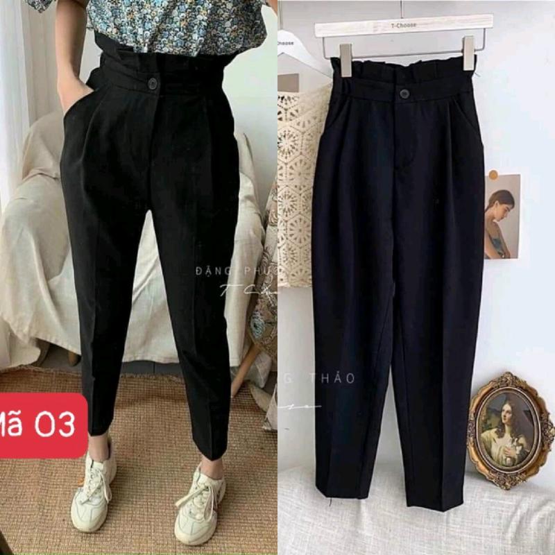 Quần baggy lưng bèo bigsize 60kg-95kg (quần thun) Nữ Đen Women