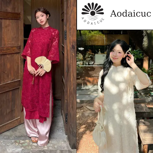 Áo dài lông Vũ Yến Phương, áo dài 4 tà, áo dài tết - Áo dài