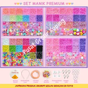 PGX - DIY Craft Kit Gelang Manik Manik Aesthetic - Manik Manik Pasir 1 Box Lengkap - Mainan Edukasi Anak Perempuan - SM017