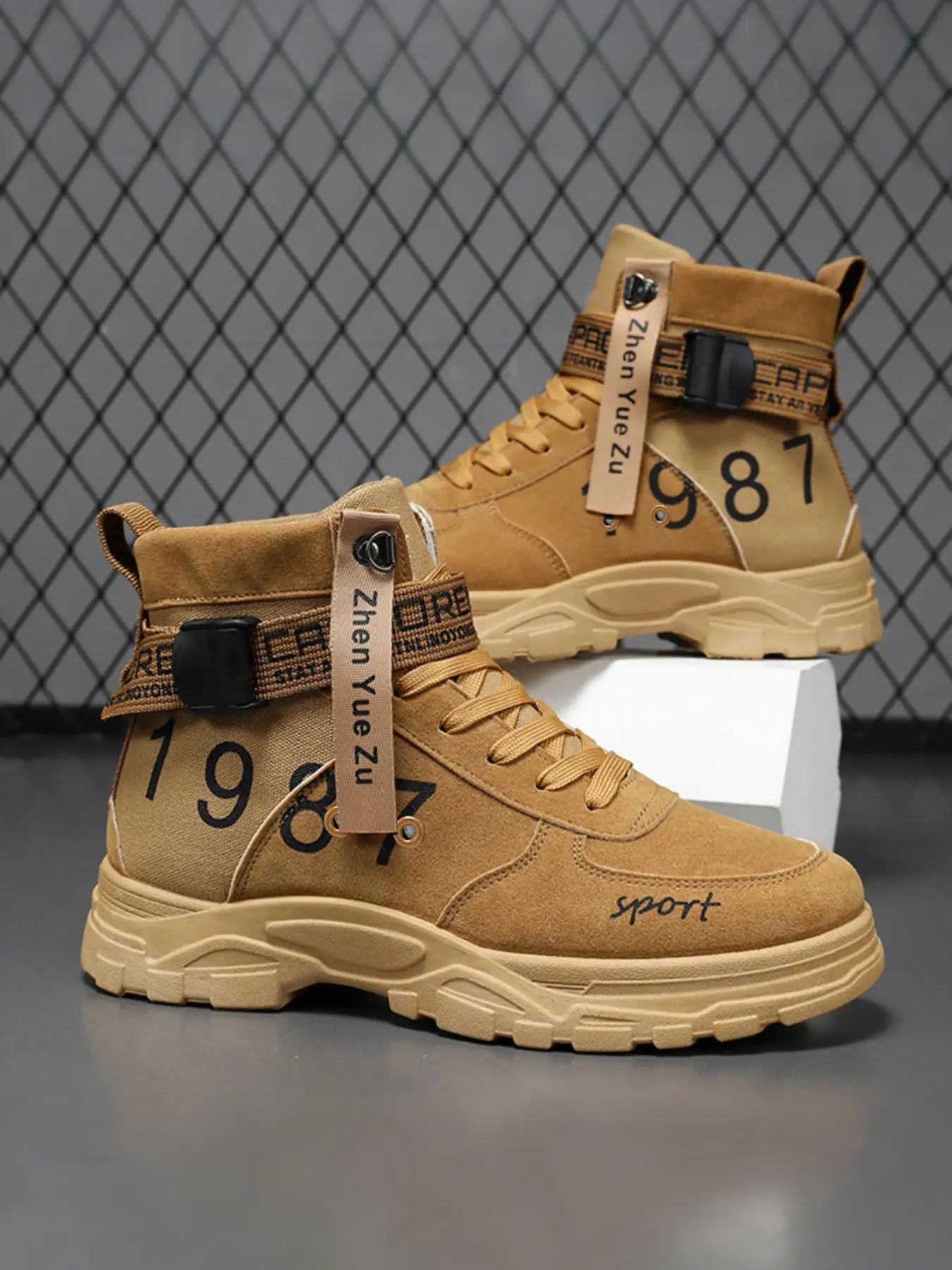 Men's Fashionable Lace Up Front High Top Boots, Casual Comfortable Outdoor Sports Boots for Daily Wear, Male All-match Trend Shoes for Daily Wear, Boy