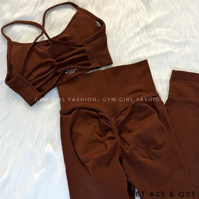 [Mẫu Mới] Set A25 & Q05 : Set Dài Thể Dục Nữ Ôm Sát, Lưng Sexy Kết Hợp Với Quần Dài Chun Mông Mitao Sport Tập Thể Dục Tập Gym