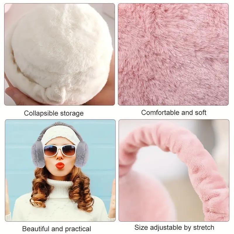 Product Introduction of Solid Color Plush Earmuffs, Soft Ear Warmer, Foldable Ear Muffs, Comfortable Coldproof Earmuffs for Winter Outdoor, Christmas Gift 5