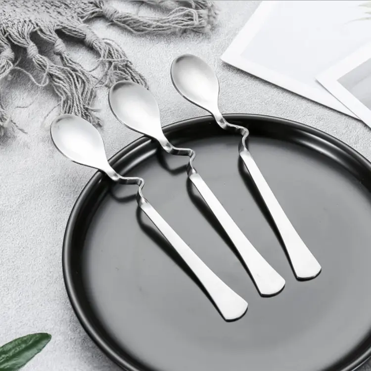 Thìa Xoắn Bằng Thép Không Gỉ, Thiết Kế Sáng Tạo, Thích Hợp Cho Thực Phẩm Phương Tây, Hình Chữ S, Lý Tưởng Cho Trà Và Cà Phê Bong Bóng, Thìa Nhỏ Để Khuấy, Có Thể Treo Trên Cốc 2