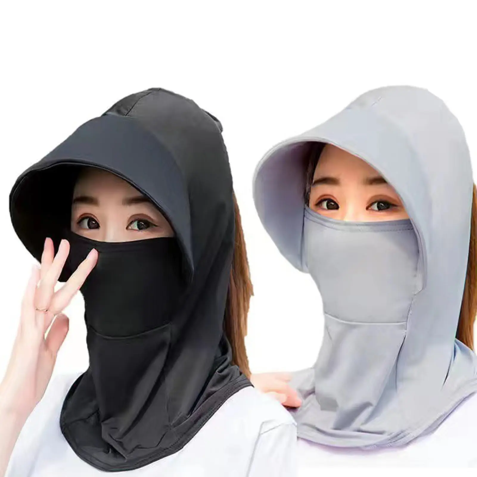 Mũ chống tia cực tím, Mũ ngoài trời mùa hè thể thao, Chất liệu lụa lạnh, Che phủ toàn bộ mặt, Mặt nạ, Mũ chống nắng, Mặt nạ lưỡi trai, Rộng vành, Vành bảo vệ, Che Cổ, Mũ chống nắng