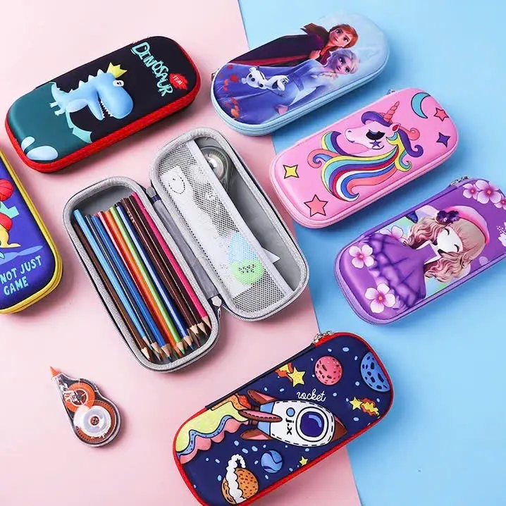 Hộp Bút 3D, Bóp Viết Vải Họa Tiết In Nổi 3D Chống Thấm Nước Nhiều Mẫu Cute Túi Chứa Viết Khóa Kéo Đựng Đồ Dùng Học Tập Học Sinh 2
