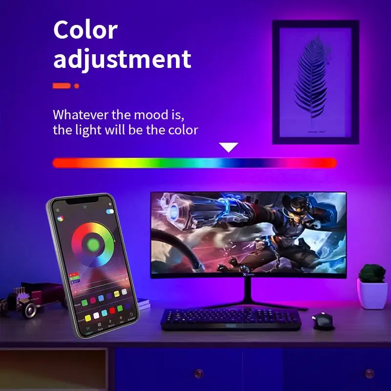USB Powered LED Strip Light, RGB Color Changing LED Light with APP & Remote Control, Smart LED Lights for Bedroom, Home, Living Room, Decorative Light for Party, Festival 5