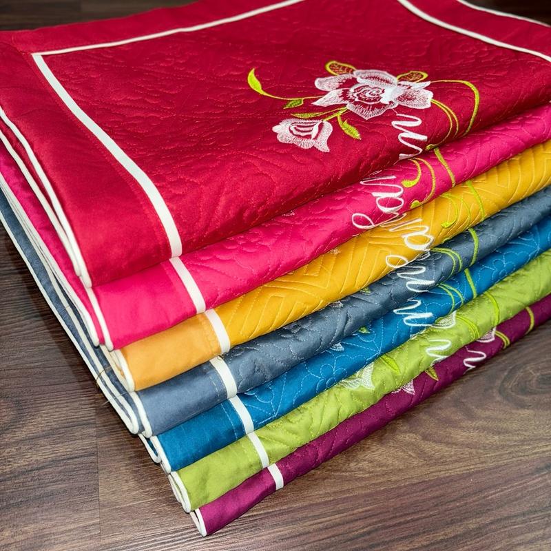 (2 chiếc) Vỏ gối satin poly trần thêu hoạ tiết hoa - kích thước 45x65cm vỏ  gối 2
