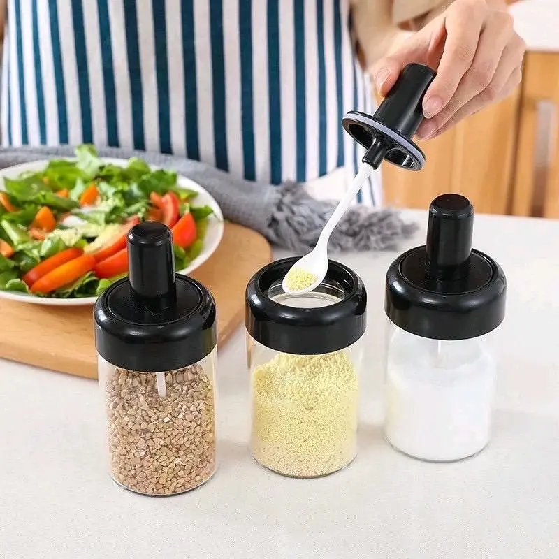 BOTOL BUMBU DAPUR WADAH GARAM MERICA BUBUK BAHAN KACA TEBAL ANTI BAKAR WADAH KEDAP UDARA BUMBU MASAKAN SERBAGUNA 0
