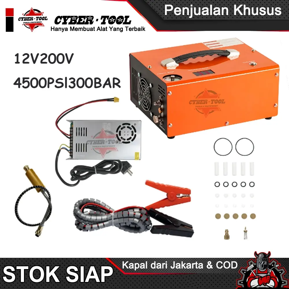 Kompresor Udara PCP Portabel, Mesin Tekanan Konstan Bebas Minyak/Bebas Air dan Pompa Tangki Paintball dengan Pemisah Air/Minyak, 4500Psi/30Mpa, Konektor Cepat 8MM, kompresor Udara Kecil Bertenaga AC 220V, Kompresor Udara Mobil 12V atau Rumah Tangga