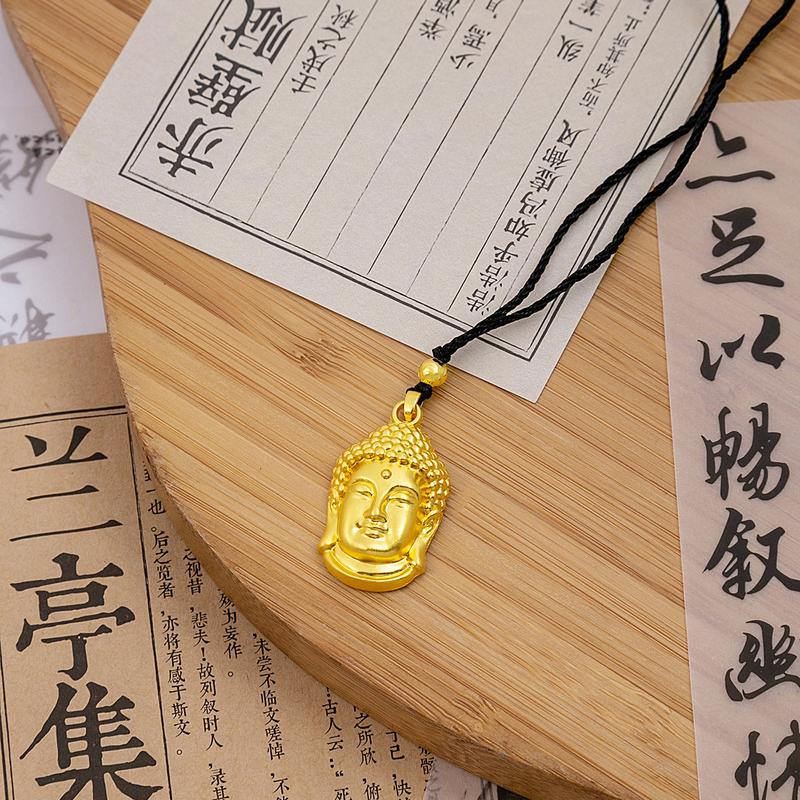 Product Introduction of Luxurious Chinese Style New Chinese Wedding Gold Fu Character Gourd Pendant Ethnic Style Premium Buddha Head Little Fat Fu Pendant Necklace 25