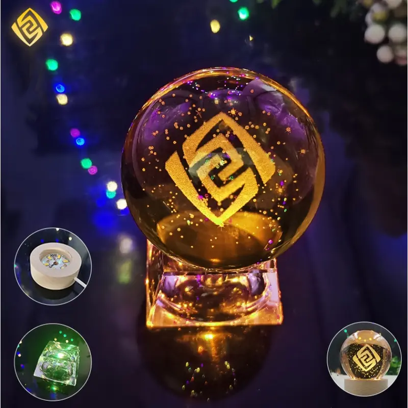 Đèn Ngủ Hình Cầu Pha Lê VISION GENSHIN IMPACT 3D đèn LED đế gỗ, thủy tinh game anime chibi quà sinh nhật 1