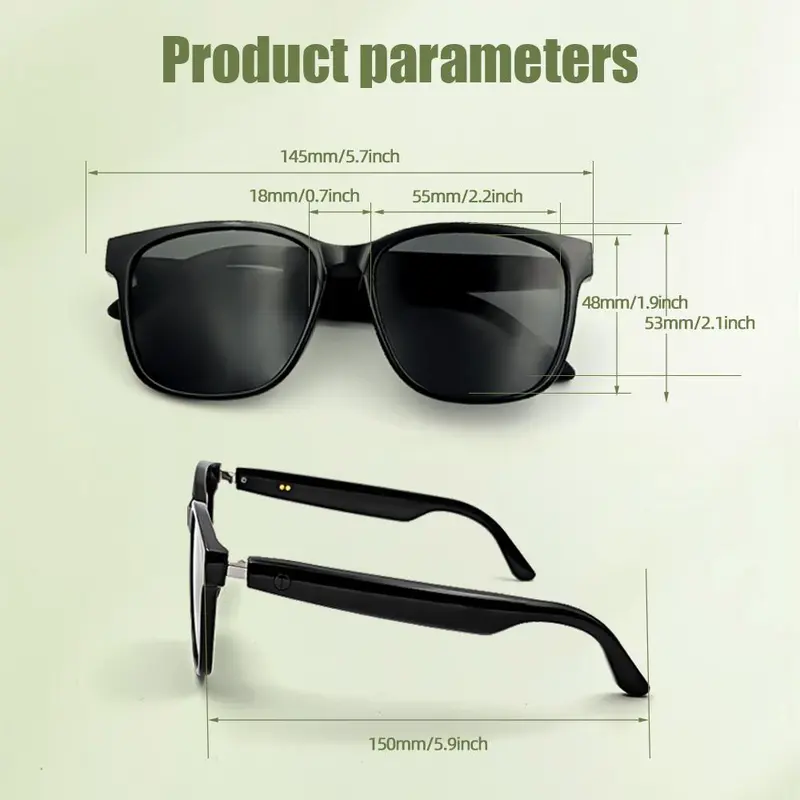 LIFEBEE GS-08 Smart Audio Glasses, 1 Count Wireless Smart Glasses with Voice Assistant & HD Calling, Outdoor Anti-blue Light/Polarized Glasses for Driving 1