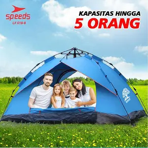 SPEEDS Tenda Camping 200x200x140 Tenda Jumbo Muat 4 Orang - 5 Orang Otomatis Lipat 018-8