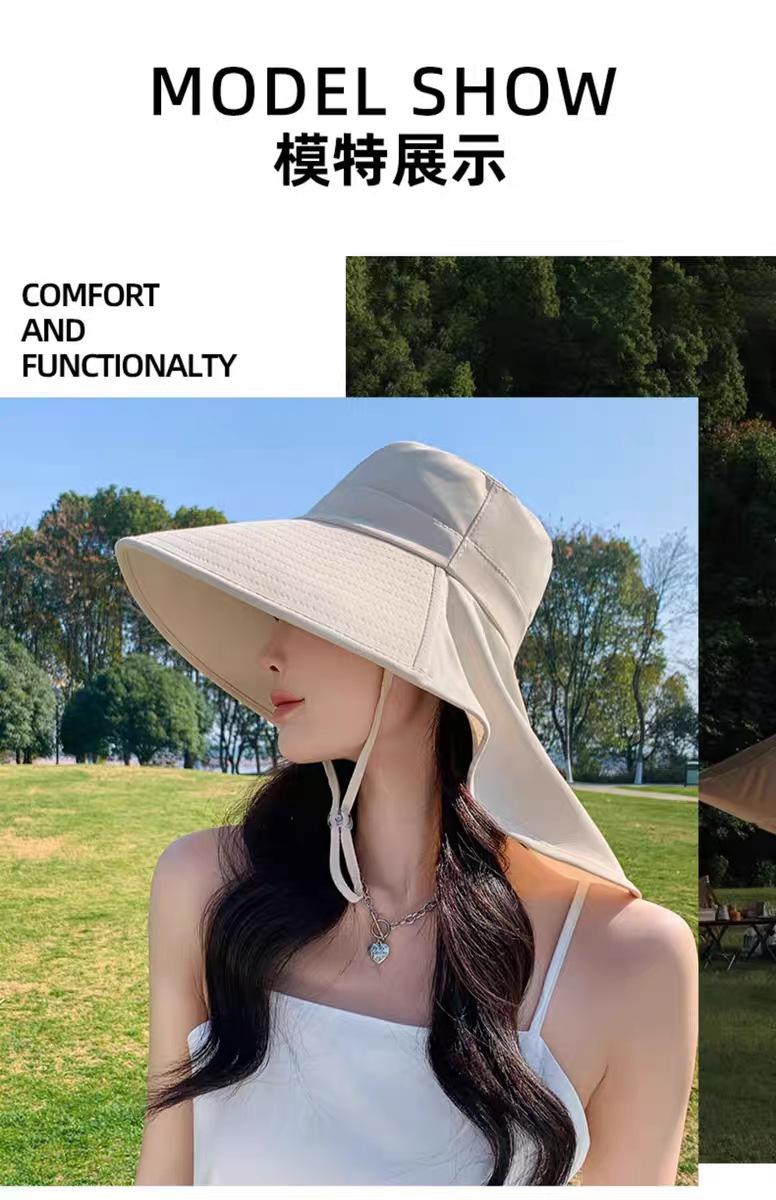 Product Introduction of หมวกชาวประมงสำหรับผู้หญิง สไตล์ฤดูร้อนใหม่ ปีกใหญ่ หมวกกันแดดกัน UV เหมาะสำหรับการเดินทางกลางแจ้ง ดีไซน์คลุมหน้า หมวกกันแดดที่มีชื่อเสียงทางอินเทอร์เน็ต 12