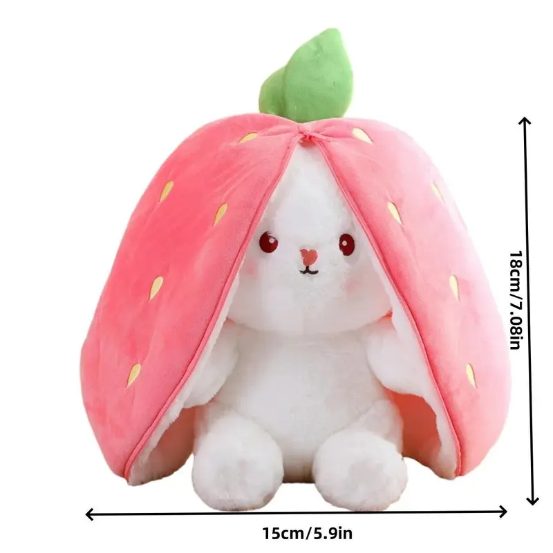 Strawberry & Carrot Design Plush Toy, 1 Count Cute Rabbit Plush Toy, Soft & Comfy Plush Toy for Kids & Adults, Birthday Gift 1
