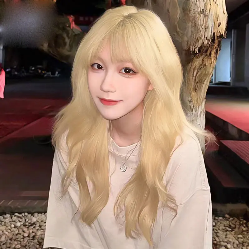 Cosplayer Rambut Kuning Rambut palsu rambut panjang kuning air untuk wanita, rambut gelombang ...