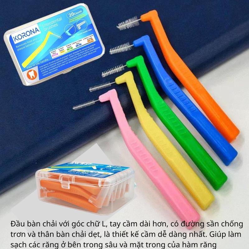  Set 10 bàn chải kẽ vệ sinh răng niềng Korona tăm nha khoa bàn chải kẽ răng vệ sinh răng miệng chữ L 