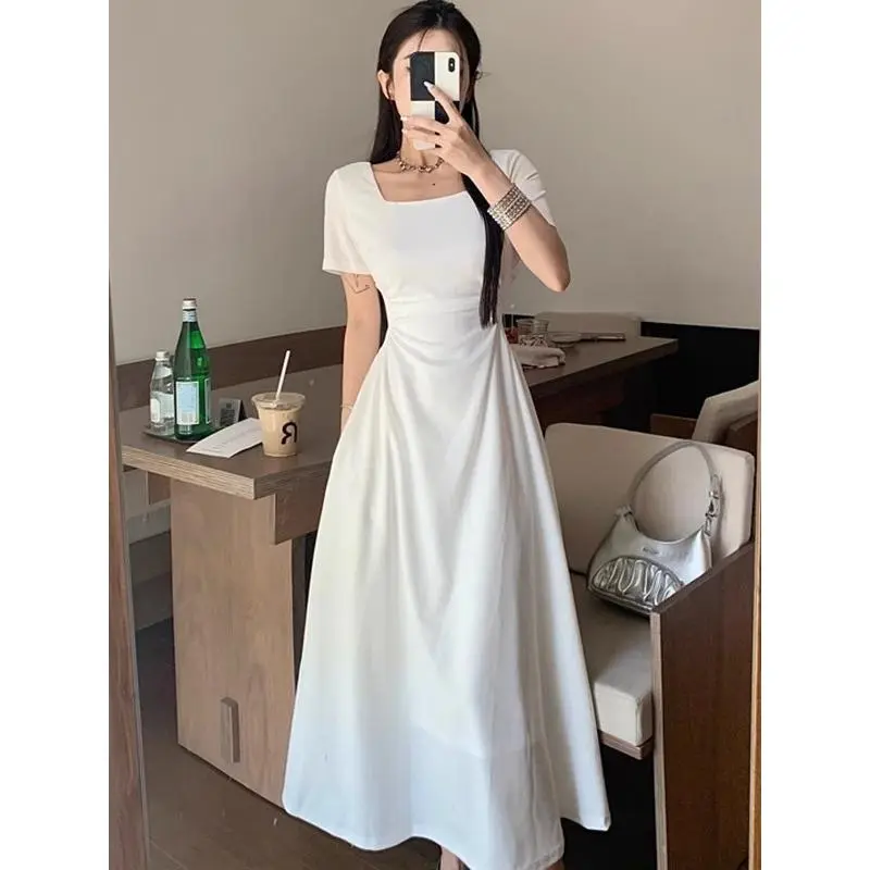 25041 elegant simple white bow fitted ninang dress for civil wedding  sponsor plus size women formal casual - TikTok Shop Philippines
