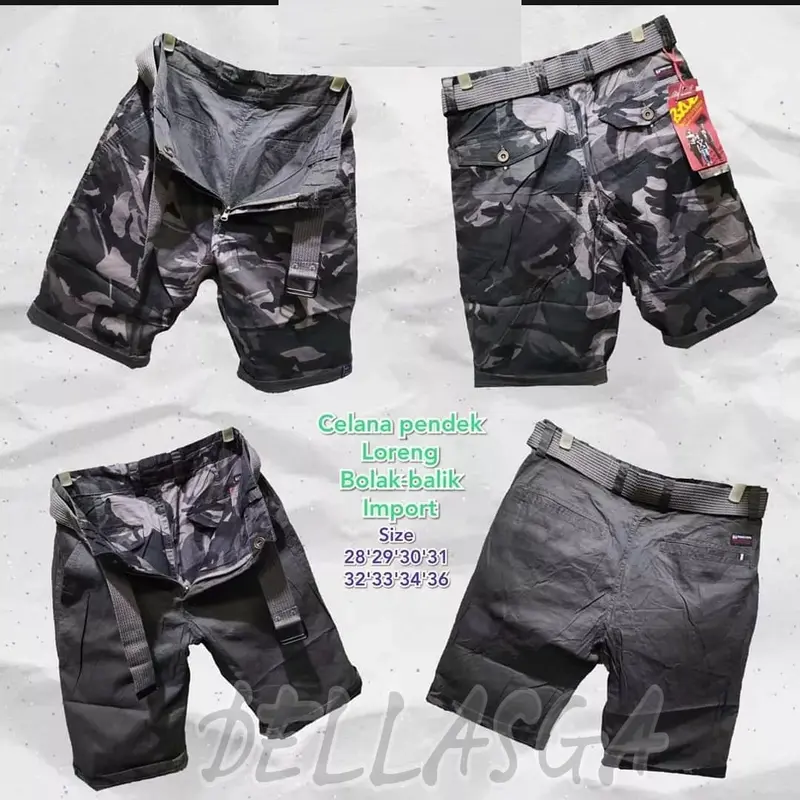 Celana Loreng Pria bisa Bolak Balik Gratis Ikat Pinggang l Clana Loreng Casual Import Standart Laki Laki Dewasa Katun Pendek Cargo Panjang Shorts 3