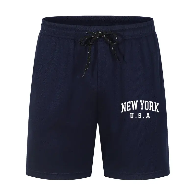 New summer men's breathable mesh casual shorts polyester exercise fitness sports elastic sports and cool run hot sale