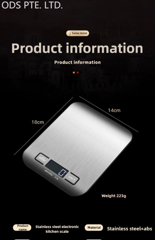 Product Introduction of Digital Kitchen Scale LED Display 5kg/1g Stainless Steel Panel Electronic Scales Home Jewelry Food Snacks Weighing Baking Tools 7