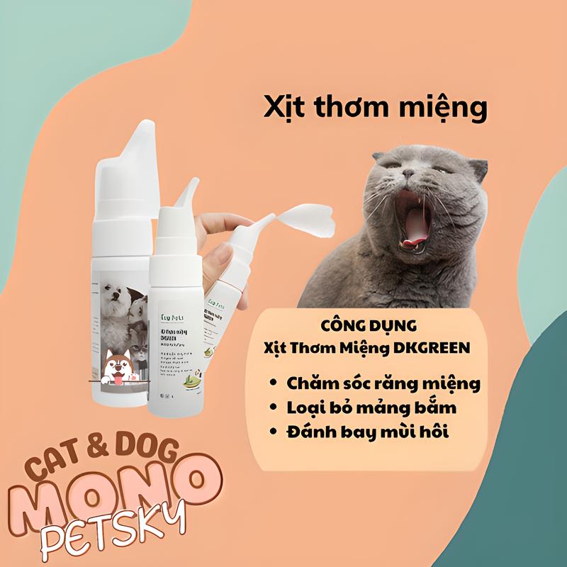 Xịt thơm miệng DKGREEN giảm mùi hôi miệng cho chó mèo 60ml