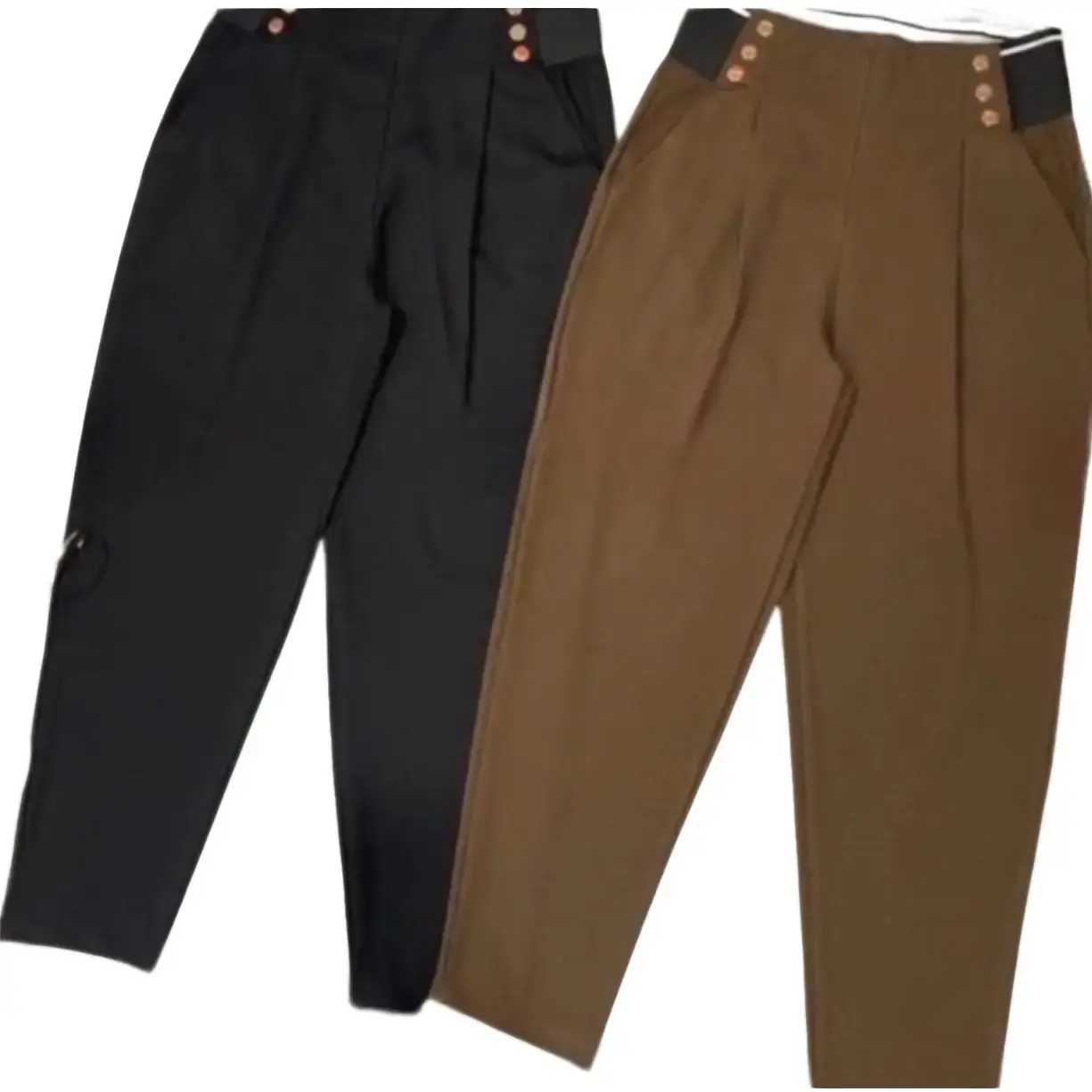 Quần baggy nữ 6 khuy umi hàn cao cấp co giãn 4 chiều cạp lưng cao Women Pants Kem