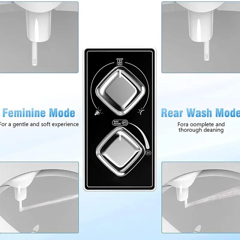 Dual Nozzles Bidet Toilet Attachment, Adjustable Pressure Non-electric Bidet Toilet Attachment, Bathroom Fixtures for Home Use 4