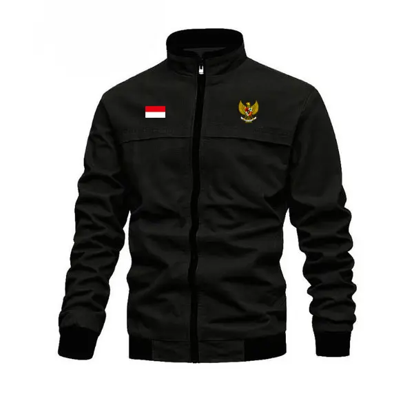 Jaket pria eleganter timnas Bordir Kain Simple Panjang 1
