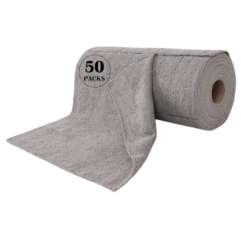Reusable Cleaning Cloth (50pcs), Washable Tear Away Cleaning Towels Roll, Absorbent Rags Drying Dishcloths for Kitchen House Car