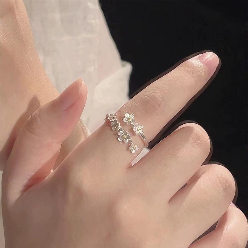 Product Introduction of Cincin Boleh Laras, Reka Bentuk Pembukaan Bunga Halus, Untuk Wanita, Warna Minimalis, Cincin Jari, Sesuai untuk Pertunangan, Hadiah Wanita Halus 18