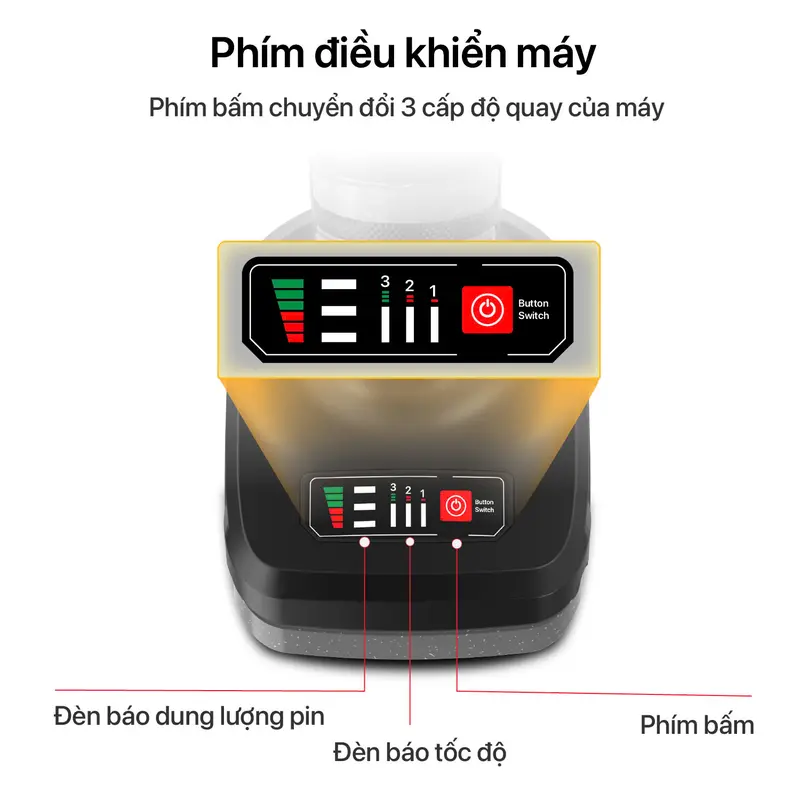 {Tặng 5 đá cắt} Thân máy mài pin Wukong WK100,chống sốc đá,chống khởi động lại. động cơ không chổi than, 3 cấp độ 1