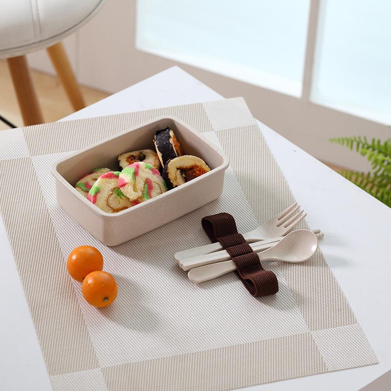 Microwaveable Lunch Box Bamboo Fiber High-End Sealed Square Plastic Wheat Straw Lunch Box with Compartments No Odor Mixing 2