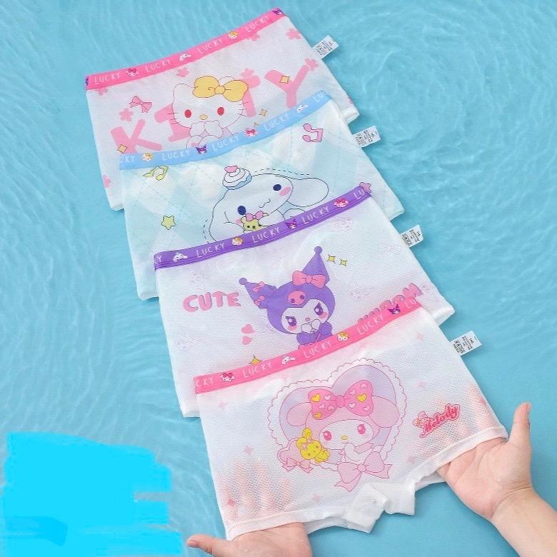 (9-40kg) Set 4 quần chip đùi cinnamoroll, hello kitty, Kuromi, Melody thông hơi cho bé gái quần  xì cho bé gái Cotton