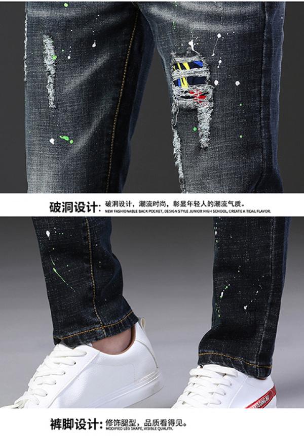 Product Introduction of Quần Jean Rách, Thời Trang, Dành Cho Nam, Phong Cách Hàn Quốc, Dáng Ôm, Có Miếng Dán, Quần Mỏng, Thường Ngày Menswear Pants 14